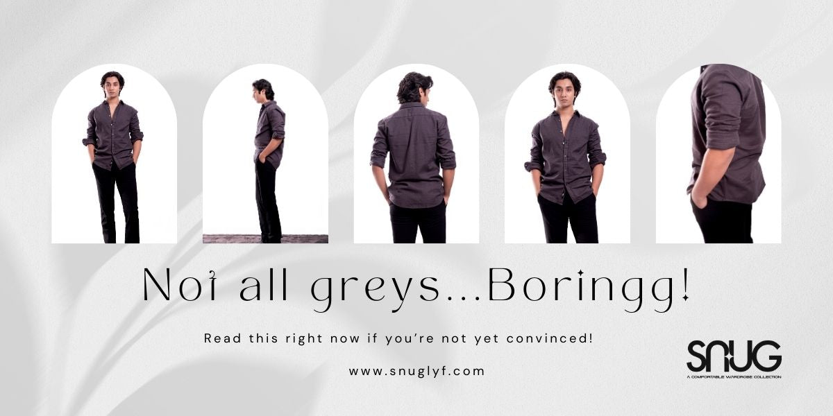 Not all greys are boring: Welcome to the other side of Grey cotton crepe shirts.