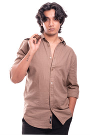 Comfy Cotton Crepe Shirt (Beige)