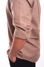 Comfy Cotton Crepe Shirt (Beige)