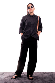 Luxe Linen Shirt (Black)