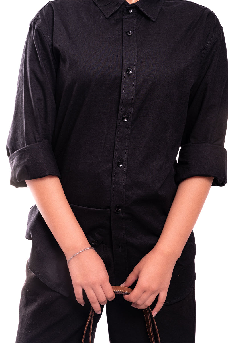 Luxe Linen Shirt (Black)