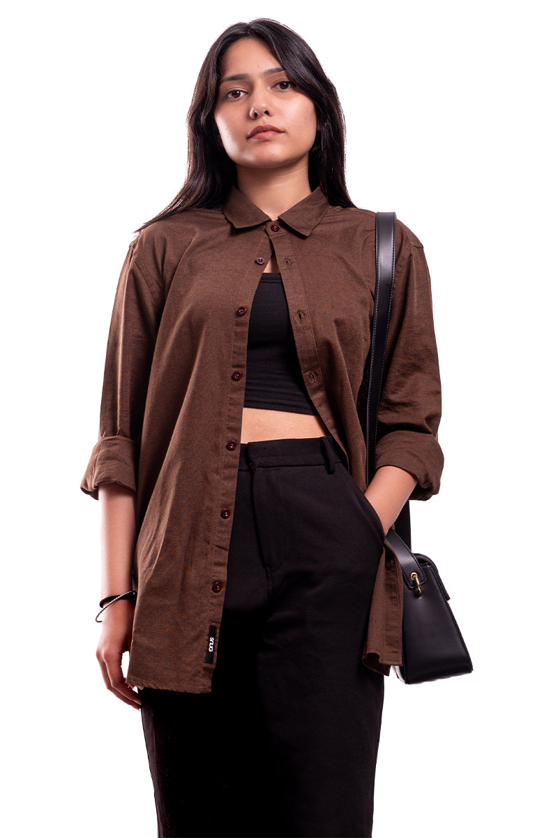 Luxe Linen Shirt (Brown)