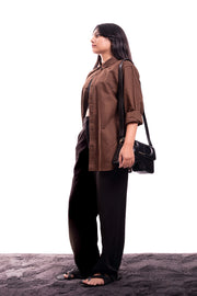 Luxe Linen Shirt (Brown)