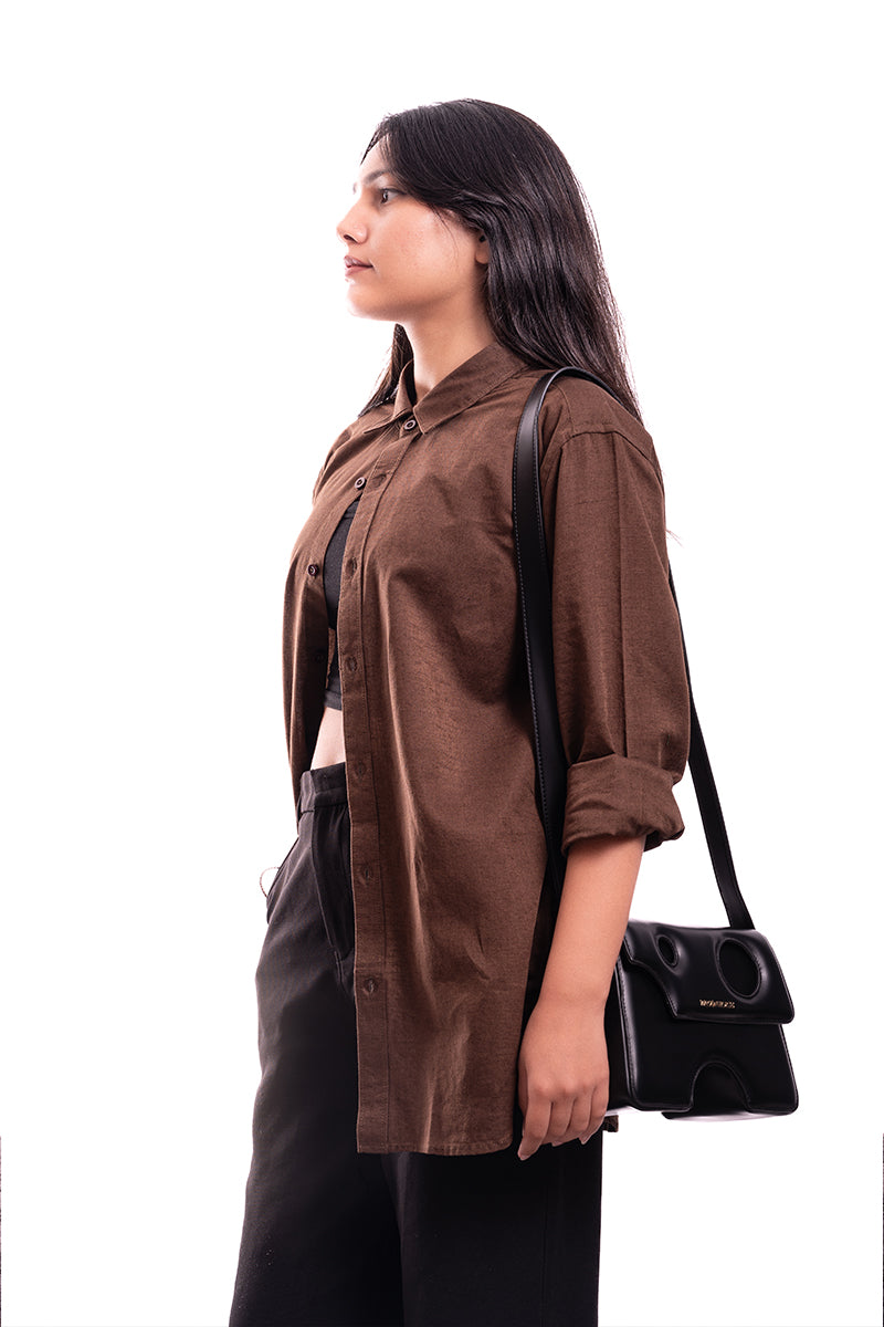 Luxe Linen Shirt (Brown)