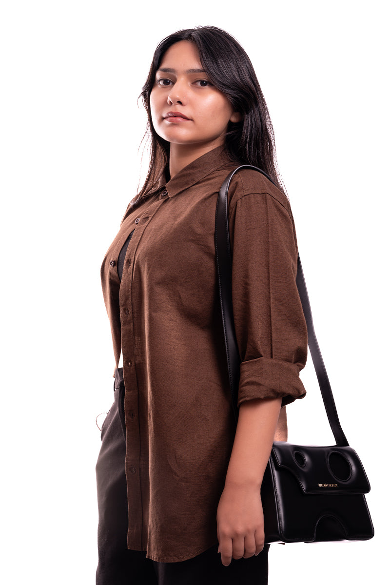 Luxe Linen Shirt (Brown)