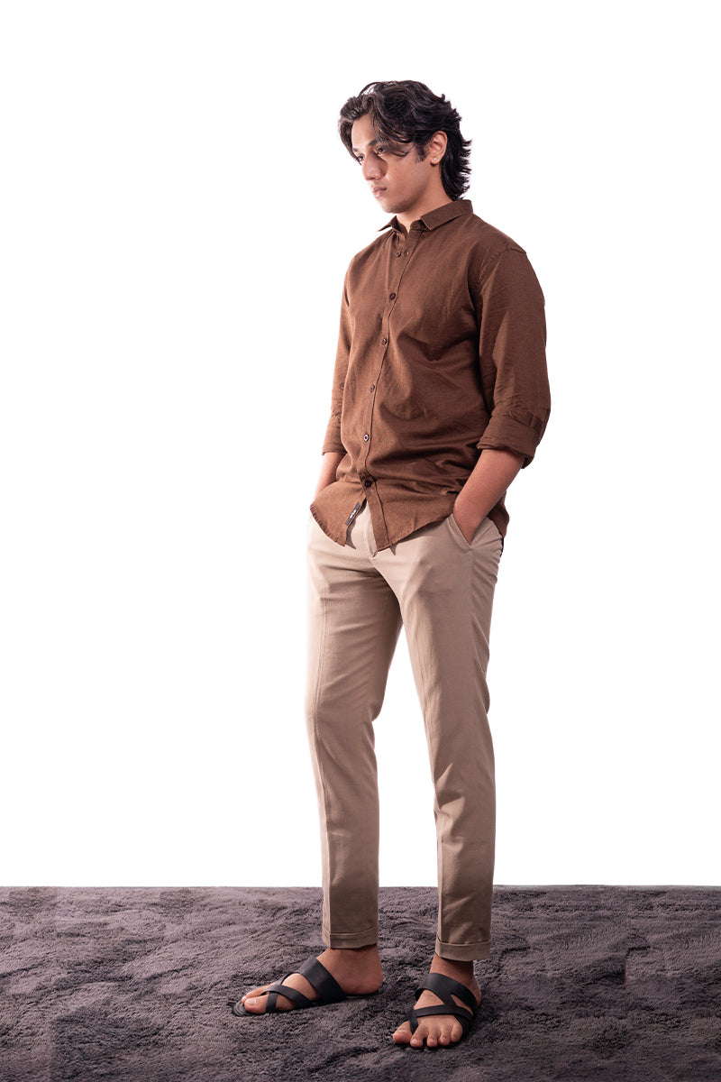 Cozy Linen Shirt (Brown)