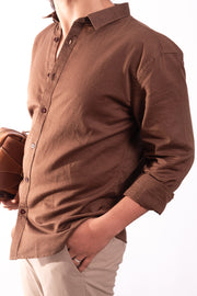 Cozy Linen Shirt (Brown)